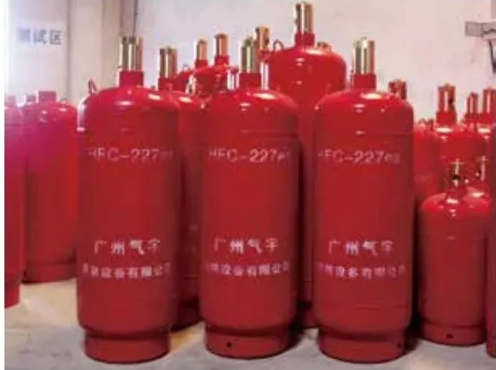 QIYU HFC-227ea fire suppression cylinders shown in the company brochure